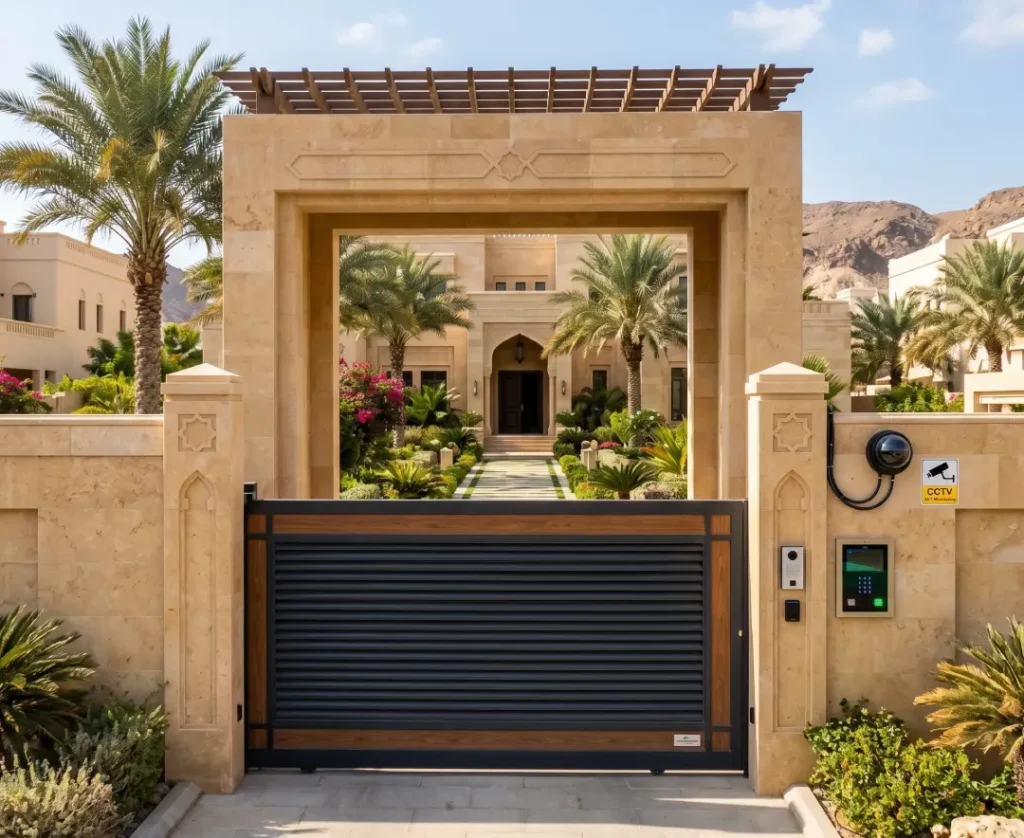 Automated gate system with security control in Muscat villa
