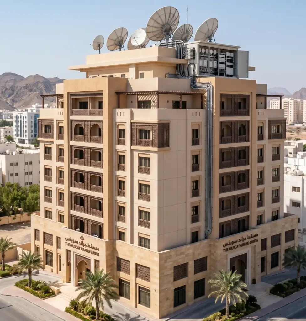 SMATV installation system for hotel building in Muscat